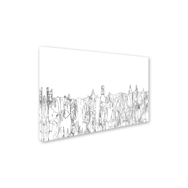 Marlene Watson 'Aberdeen Scotland Skyline BW Thin Line' Canvas Art,12x19